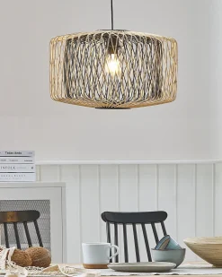 Candeeiro De Teto De Bambu Castanho Claro E Preto Javari