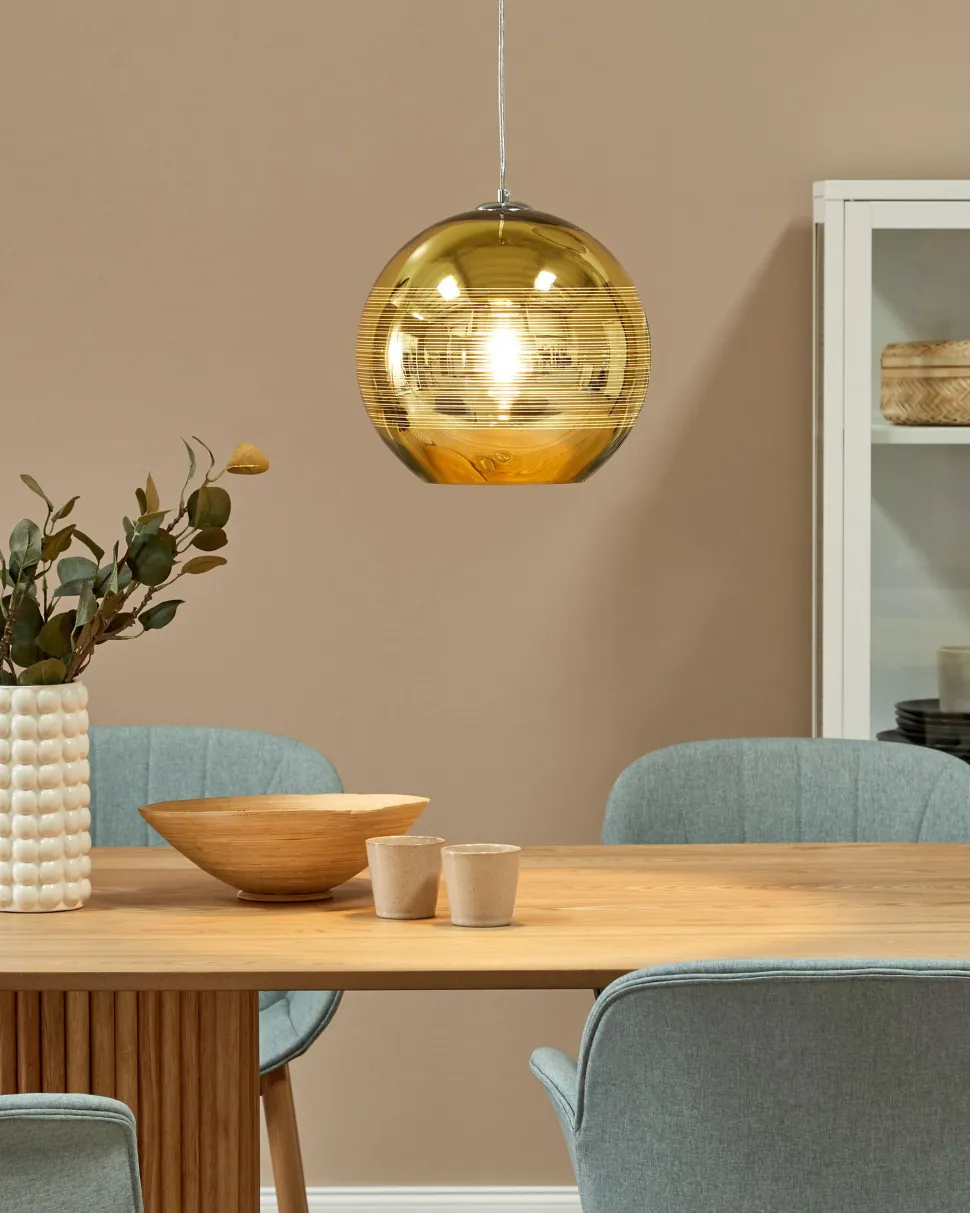 Candeeiro De Teto Dourado Abajur De Vidro Asaro