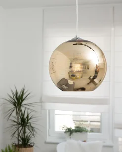 Candeeiro De Teto Dourado Abajur De Vidro Asaro