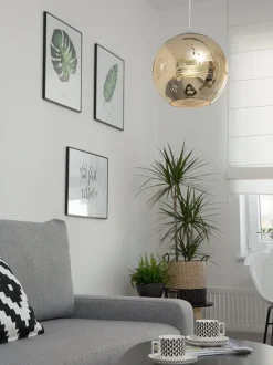 Candeeiro De Teto Dourado Abajur De Vidro Asaro