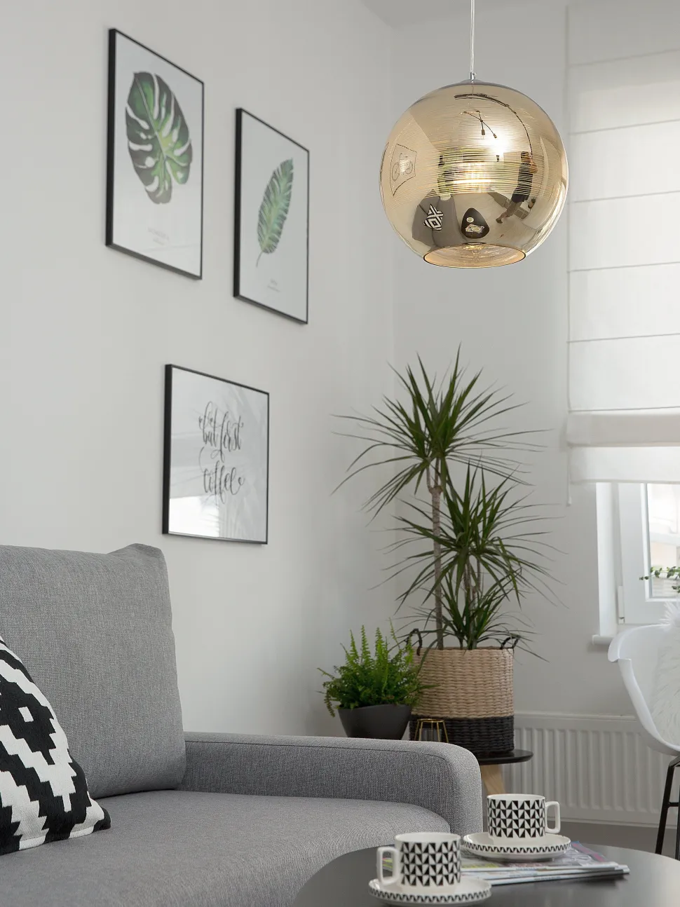 Candeeiro De Teto Dourado Abajur De Vidro Asaro