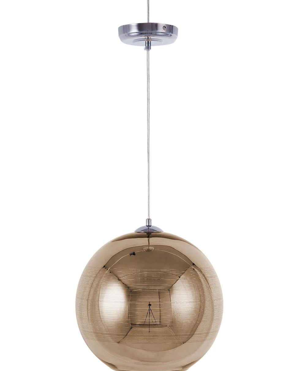 Candeeiro De Teto Dourado Abajur De Vidro Asaro