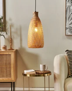 Candeeiro De Teto Em Bambu Castanho Claro Lwela