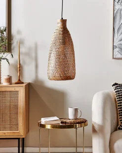 Candeeiro De Teto Em Bambu Castanho Claro Lwela