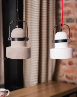 Candeeiro De Teto Em Betao E Metal Branco Verde