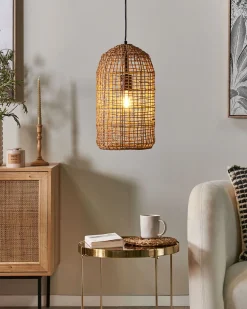 Candeeiro De Teto Em Corda De Papel Castanho Lucite