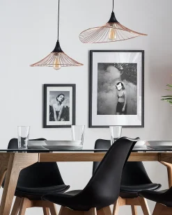 Candeeiro De Teto Em Metal Preto E Cor De Cobre Giona