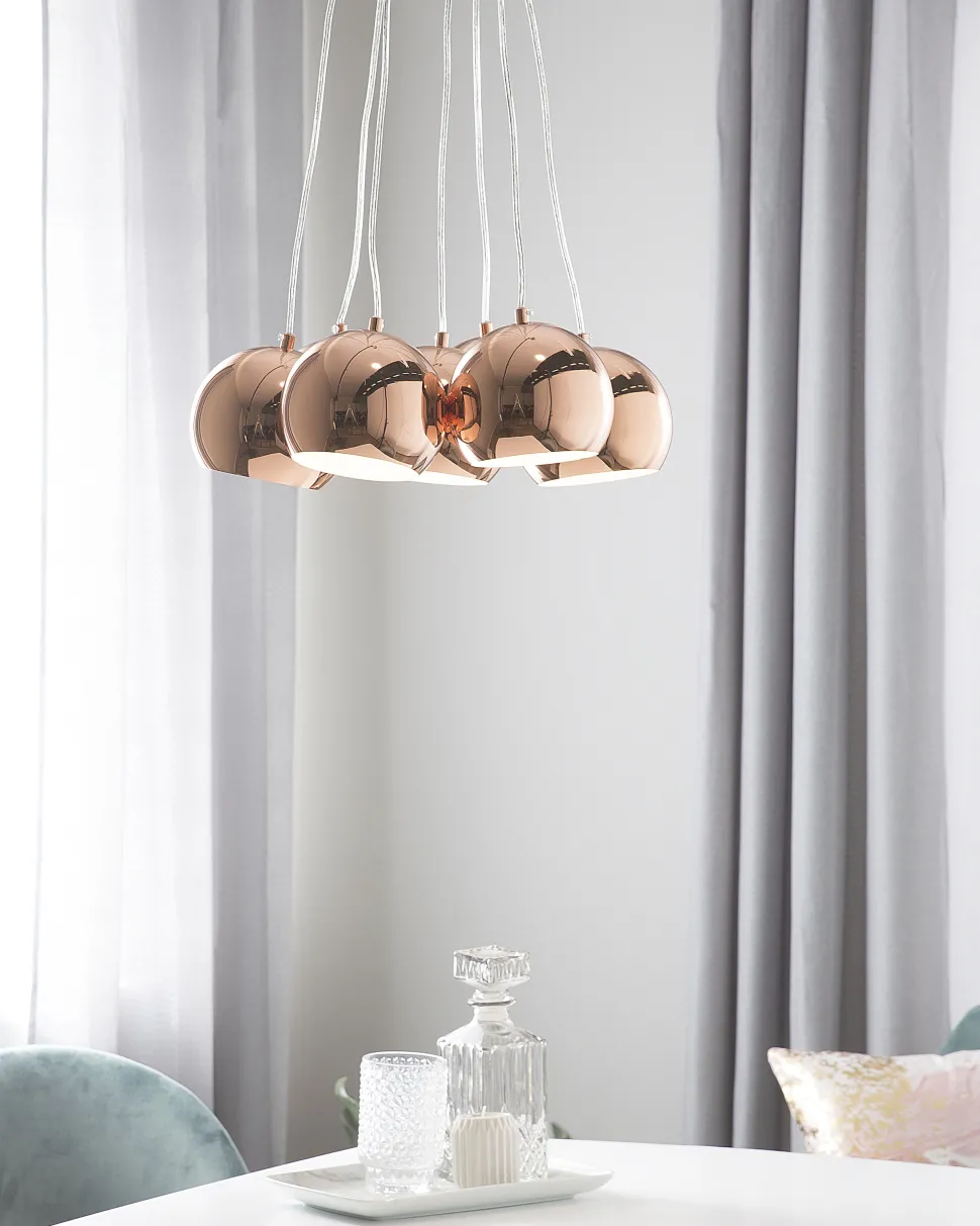 Candeeiro De Teto Em Metal Cor De Cobre Olza