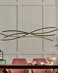 Candeeiro De Teto Em Metal Preto 4 Linhas Com Led Calao