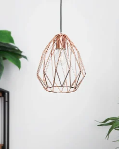 Candeeiro De Teto Em Metal Cor De Cobre Magra