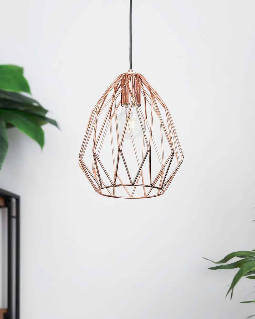 Candeeiro De Teto Em Metal Cor De Cobre Magra