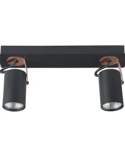 Candeeiro De Teto Em Metal Preto E Cor De Cobre Para 2 Lampadas Klip
