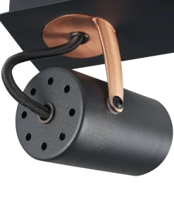 Candeeiro De Teto Em Metal Preto E Cor De Cobre Para 2 Lampadas Klip