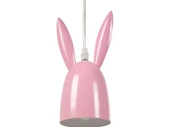 Candeeiro De Teto Em Metal Rosa Com 3 Abajures Rabbit