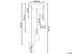 Candeeiro De Teto Em Metal Rosa Com 3 Abajures Rabbit