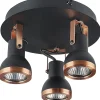 Candeeiro De Teto Em Metal Preto E Cor De Cobre 3 Luzes Baro