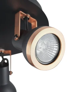 Candeeiro De Teto Em Metal Preto E Cor De Cobre 3 Luzes Baro