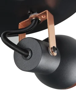 Candeeiro De Teto Em Metal Preto E Cor De Cobre 3 Luzes Baro