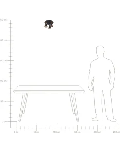 Candeeiro De Teto Em Metal Preto E Cor De Cobre 3 Luzes Baro