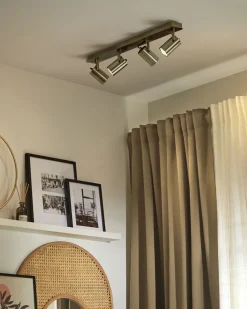 Candeeiro De Teto Em Metal Cor De Bronze Para 4 Lampadas Klip