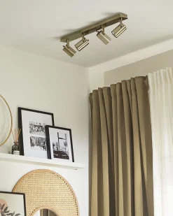 Candeeiro De Teto Em Metal Cor De Bronze Para 4 Lampadas Klip