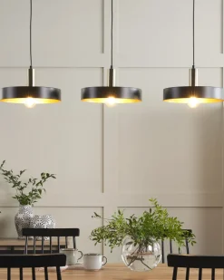 Candeeiro De Teto Em Metal Preto E Dourado Harena