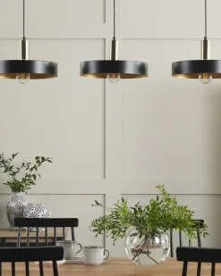 Candeeiro De Teto Em Metal Preto E Dourado Harena