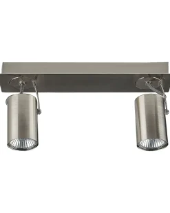 Candeeiro De Teto Em Metal Prateado Para 2 Lampadas Klip