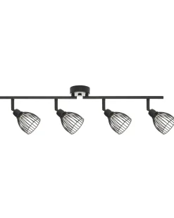 Candeeiro De Teto Em Metal Preto Com 4 Projetores Golok