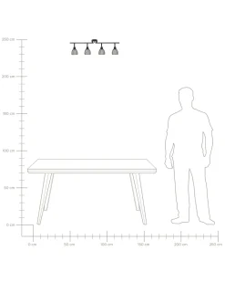 Candeeiro De Teto Em Metal Preto Com 4 Projetores Golok