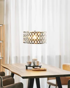 Candeeiro De Teto Em Metal Cromado E Cristal De Acrilico Tenna S