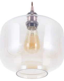 Candeeiro De Teto Em Metal E Vidro Cor De Cobre Lanata