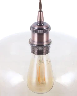 Candeeiro De Teto Em Metal E Vidro Cor De Cobre Lanata