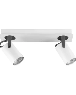 Candeeiro De Teto Em Metal Preto E Branco Para 2 Lampadas Klip