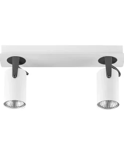 Candeeiro De Teto Em Metal Preto E Branco Para 2 Lampadas Klip