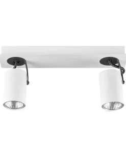 Candeeiro De Teto Em Metal Preto E Branco Para 2 Lampadas Klip