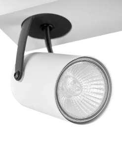 Candeeiro De Teto Em Metal Preto E Branco Para 2 Lampadas Klip