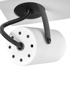 Candeeiro De Teto Em Metal Preto E Branco Para 2 Lampadas Klip