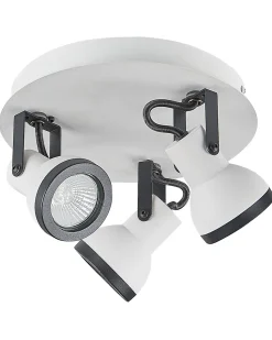 Candeeiro De Teto Em Metal Preto E Branco 3 Luzes Baro