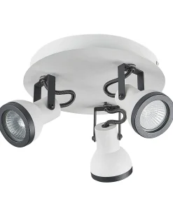 Candeeiro De Teto Em Metal Preto E Branco 3 Luzes Baro