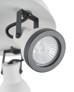 Candeeiro De Teto Em Metal Preto E Branco 3 Luzes Baro