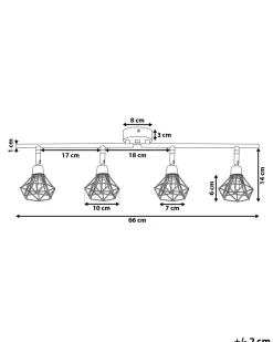 Candeeiro De Teto Em Metal Dourado Para 4 Lampadas Erma