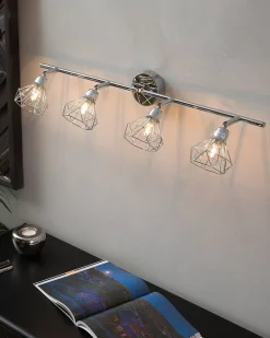 Candeeiro De Teto Em Metal Prateado Para 4 Lampadas Erma