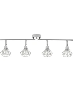 Candeeiro De Teto Em Metal Prateado Para 4 Lampadas Erma