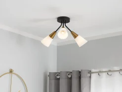 Candeeiro De Teto Em Metal Preto E Dourado Aroyo Iii