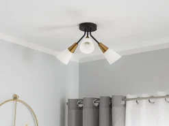 Candeeiro De Teto Em Metal Preto E Dourado Aroyo Iii