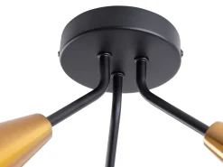 Candeeiro De Teto Em Metal Preto E Dourado Aroyo Iii