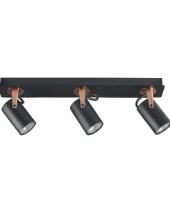 Candeeiro De Teto Em Metal Preto E Cor De Cobre Para 3 Lampadas Klip