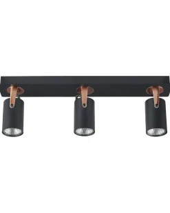 Candeeiro De Teto Em Metal Preto E Cor De Cobre Para 3 Lampadas Klip