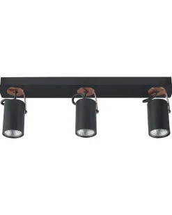 Candeeiro De Teto Em Metal Preto E Cor De Cobre Para 3 Lampadas Klip